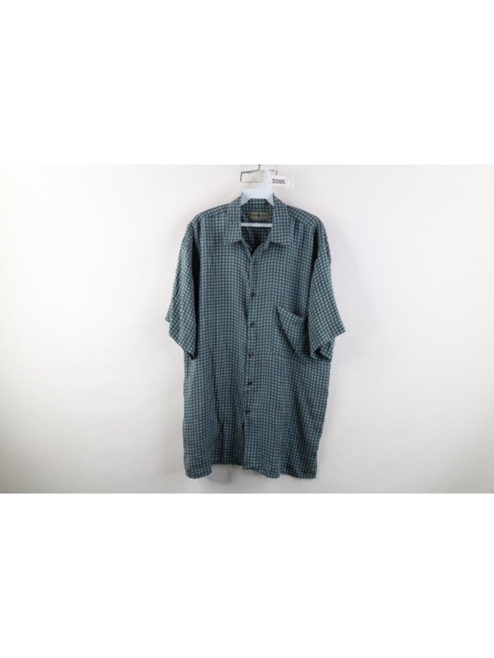 Vtg 90s Streetwear Mens Large Silk Geometric Short Sleeve Collared Button Shirt